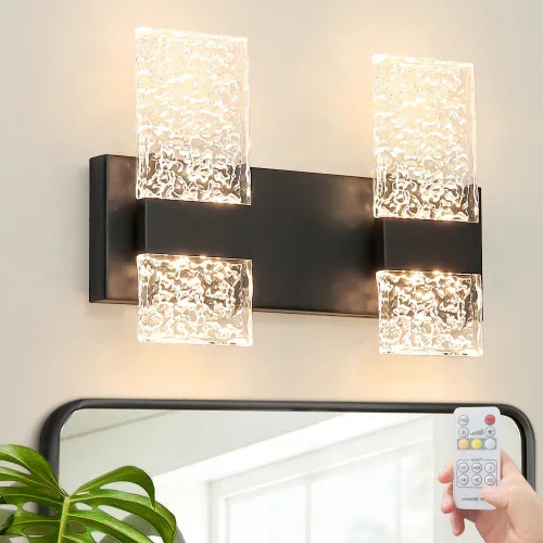 Vista 8 de Lámpara de tocador de baño moderna de cromo de 4 luces, elegantes accesorios de iluminación de baño de LED de cromo sobre espejo, accesorios