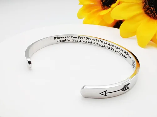 Vista 206 de Pulseras inspiradoras para mujer, joyería de acero inoxidable, con refranes, pulsera motivacional con mensaje oculto, pulseras grabadas para mejor