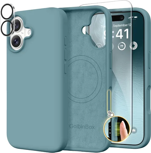 Vista 127 de GolbinBox Funda magnética para iPhone 17, compatible con MagSafe, cubierta de silicona integrada para control de cámara, funda de silicona líquida a