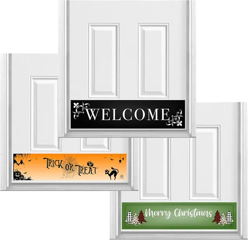 Vista 8 de Deck the Door Decor Placas magnéticas intercambiables para puertas de acero (6 x 30 pulgadas, Chevron/Merry Christmas/Witch Ride)
