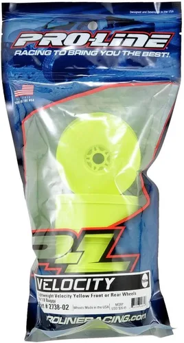 Vista 2 de Proline 273802 Ruedas delanteras o traseras amarillas ligeras Velocity (4) para 1: 8 Buggy