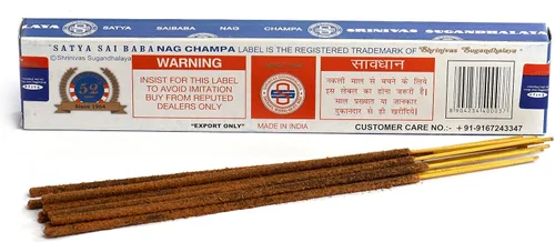 Vista 2 de Satya Sai Baba Nag Champa - Varillas de incienso (0.53 oz), 2 paquetes Nag Champa