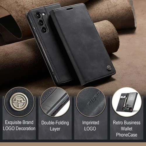 Vista 5 de Kowauri Funda para Samsung Galaxy S23, diseño clásico de piel con cierre magnético, con ranura para tarjetero, a prueba de golpes, funda protectora