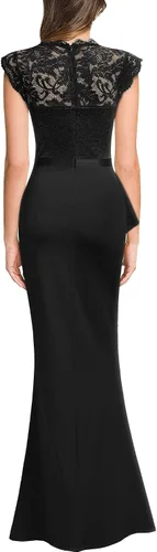 Vista 2 de MISSMAY Vestido largo de boda formal sin mangas con encaje floral retro para mujer