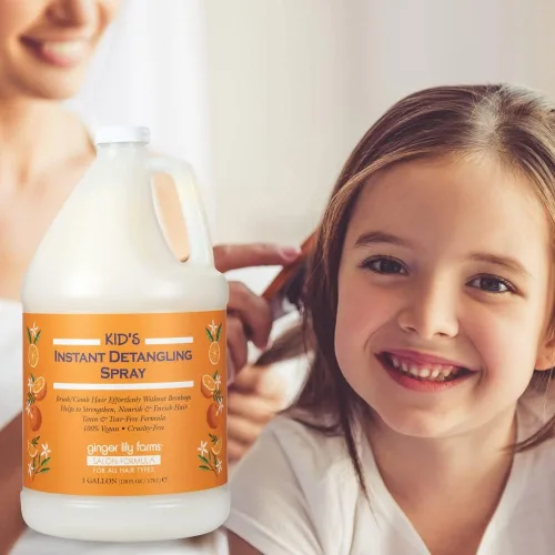 Vista 4 de Ginger Lily Farms Salon Formula - Recambio en espray desenredante instantáneo para niños, 100% vegano y libre de crueldad, 1 galón