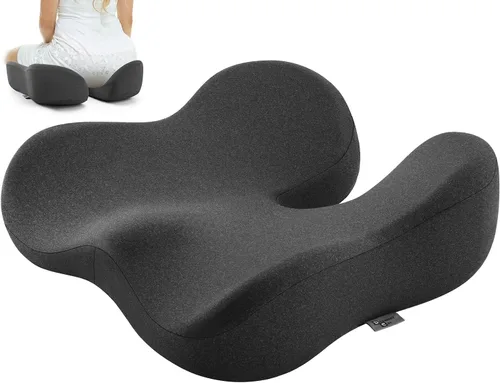 Vista 8 de Dreamer Car Cojín de asiento para alivio del dolor de coxis y ciática Negro y gris