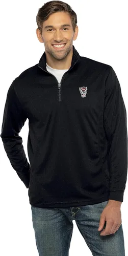 Vista 74 de Vantage Apparel Sudadera estándar universitaria micro malla de rendimiento negro con cremallera de 1/4 para hombre