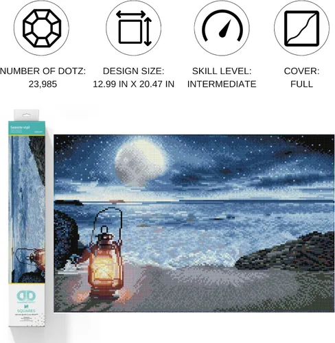Vista 2 de DIAMOND DOTZ Seaside Vigil - Kits de pintura de diamantes para adultos, kits de arte de diamantes, un kit de manualidades creativo relajante