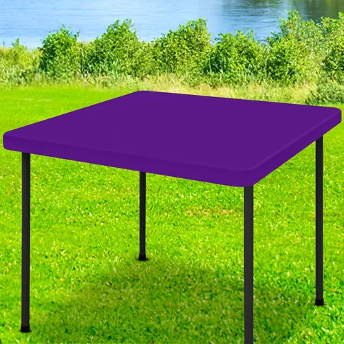 Vista 54 de Moosfor Mantel rectangular de elastano de 4 pies, manteles elásticos ajustables para pícnic, funda elástica y lavable para mesa de patio para Azul