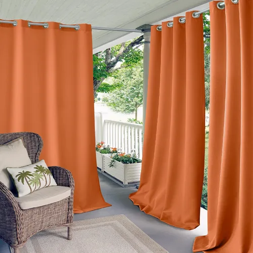 Vista 11 de Elrene Home Fashions Panel de cortina de ventana con ojales y protección UV para interiores y exteriores