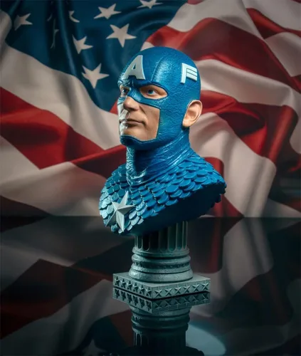 Vista 6 de Leyendas en 3-Dimensiones: Marvel Comics Capitán América 1: 2 Escala Busto, Multicolor