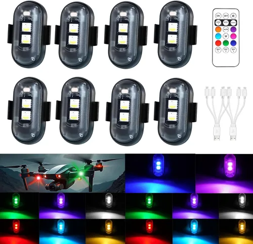 Vista 10 de Luces estroboscópicas LED inalámbricas con control remoto, luces de advertencia anticolisión recargables por USB, impermeables, luces LED