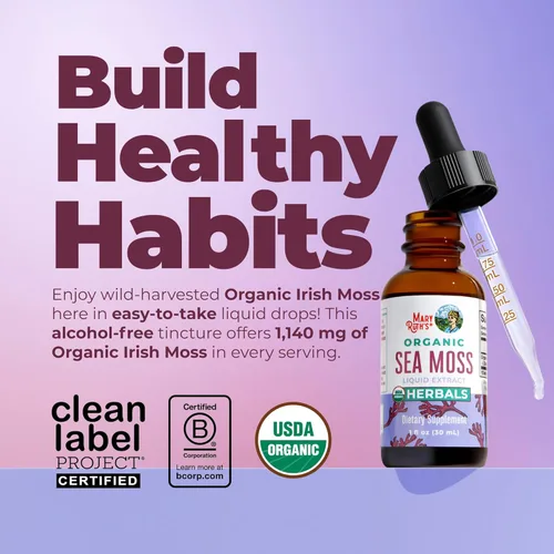Vista 2 de MaryRuth Organics USDA Gotas Líquidas de Musgo Marino Irlandés Musgo Irlandés Orgánico Chondrus crispus Formulado para Adultos y Niños a