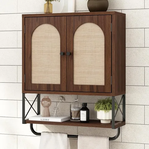 Vista 16 de RUSTOWN Gabinete de pared del cuarto de baño de la rota, Boho sobre el Roble natural