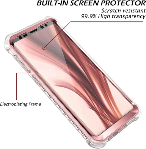 Vista 3 de Dexnor Funda compatible con Samsung Galaxy S9 con protector de pantalla, marco galvanizado, cubierta trasera transparente, resistente 360, cuerpo