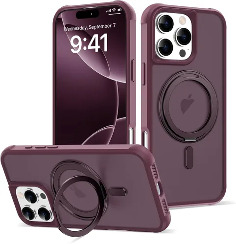 Vista 17 de Funda para iPhone 11 con soporte de anillo magnético giratorio de 360° [compatible con Mag-Safe] [Protección de grado militar] Funda translúcida