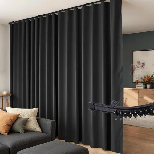Vista 8 de Cortinas divisoras de habitación con rieles de techo flexibles, cortinas opacas para sala/dormitorio, cortinero de techo, paneles divisores