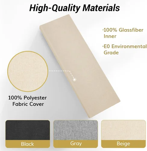 Vista 7 de TONOR 4 paneles acústicos grandes, 35.4″ × 11.8″ × 2.36″ panel de fibra de vidrio 3D a prueba de sonido con autoadhesivo completo, panel de pared
