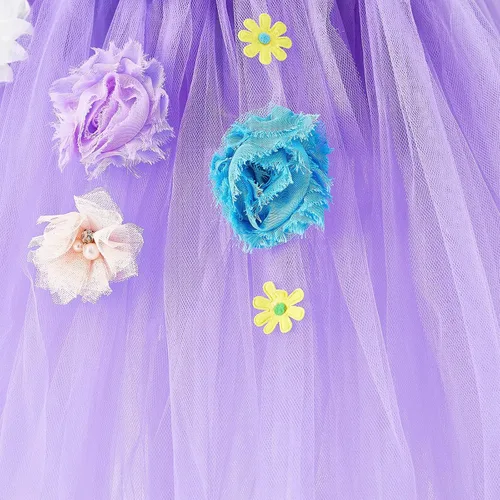 Vista 5 de Disfraz de hada de princesa tutú para niñas vestido de alas de mariposa de hada disfraz de cosplay de 4 piezas para Halloween y Navidad