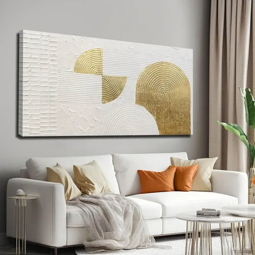 Vista 9 de Pintura de hojas negras y doradas, decoración de pared para sala de estar, arte de naturaleza en lienzo, obra de arte moderna, impresiones