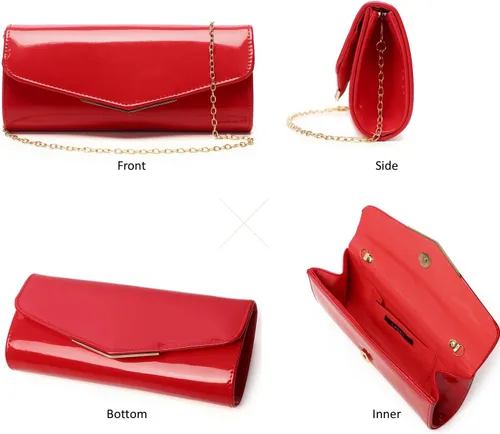 Vista 3 de Bolso de mano de cuero de charol para mujer, elegante bolso cruzado para el hombro, bolso para Navidad, boda, fiesta, baile de graduación