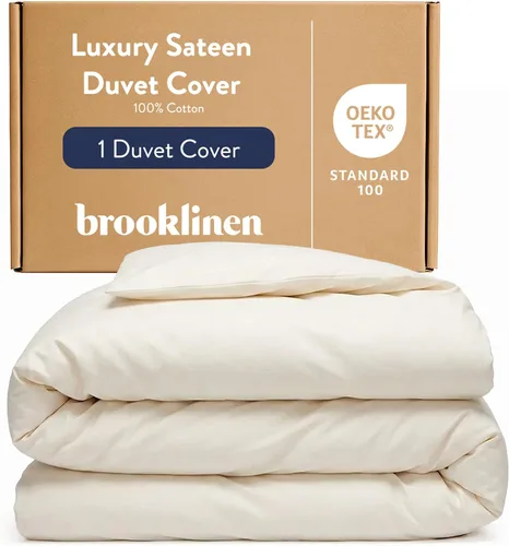 Vista 22 de Brooklinen Funda de edredón de satén de lujo de calidad hotelera, tamaño Abismo