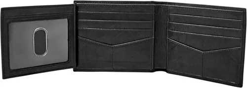 Vista 3 de Fossil Cartera de hombre de cuero Ingram de doble pliegue con bloqueo RFID y solapa para identificación, negro, (Modelo: ML3784001)