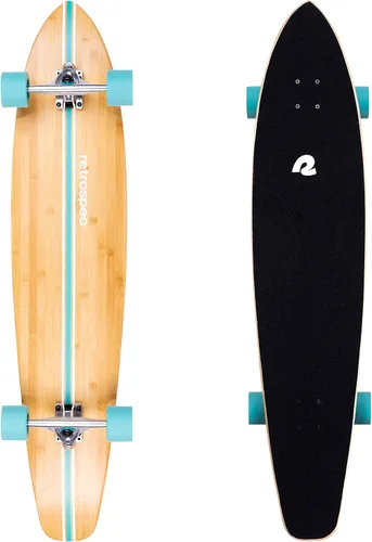 Vista 9 de Retrospec Zed Pintail & Cruiser Longboard Patineta para Adultos - Tabla de 112 cm de bambú y arce canadiense con rodamientos ABEC-7, ruedas