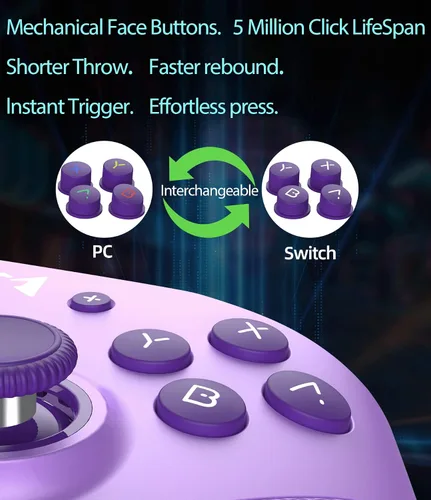 Vista 4 de MOBAPAD Elite Wireless Switch Controller for Nintendo Switch ProLiteOLED, HD Rumble Controller for PC Android iOS MacOS Steam Emulator, Local Macro