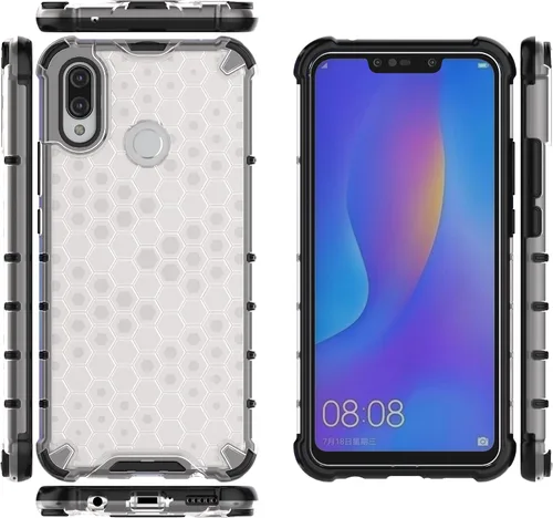Vista 135 de Pzwoxukhov Funda compatible con Huawei Nova 3i, compatible con Huawei P Smart+ 2018 Honeycomb Anti-Drop Shock-Absorbing Case Negro