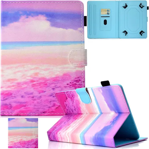 Vista 16 de Funda universal para tablet de 7.0 pulgadas, piel sintética, con soporte de visión multiángulo, ranuras para tarjetas para Samsung Galaxy Tab A 7.0