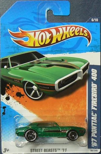 Vista 2 de Hot Wheels 2011 Street Beasts '67 Pontiac Firebird 400 86/244, verde