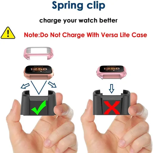 Vista 2 de Simpeak Funda protectora de pantalla compatible solo con Fitbit Versa Lite, 5 unidades, protección completa, cubierta de parachoques chapada en TPU