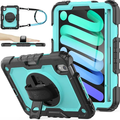 Vista 13 de SEYMAC stock Funda para iPad mini 7 (A17 Pro) 2024/Mini 6 de 8.3 pulgadas con protector de pantalla y soporte para lápiz