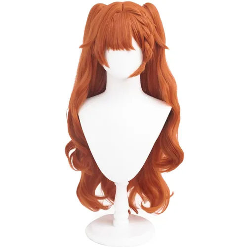 Vista 8 de Peluca para cosplay, disfraz de anime, pelo largo, cabello ondulado negro con flequillo y para mujer, fiesta familiar de Halloween Isolda