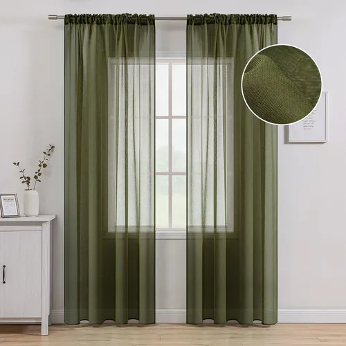 Vista 14 de MIULEE Cortinas semitransparentes 24 pulgadas de largo 2 paneles para ventana de cocina sobre el fregadero, cortinas cortas pequeñas de café