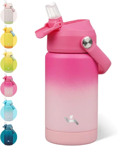 Vista 19 de Konokyo - Botella de agua deportiva aislada de acero inoxidable de 18 onzas con tapa con popote Black; BPA-free, leak-proof sports bottle with