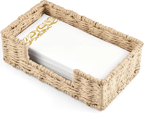 Vista 11 de Servilletero para mesa, servilleteros de cuerda de papel tejida para servilletas de papel, servilleteros de mimbre para mesa de cocina, decoración