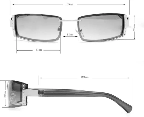 Vista 2 de Southpole Gafas de sol rectangulares para mujer 440SP con protección UV 100%, 2.362in