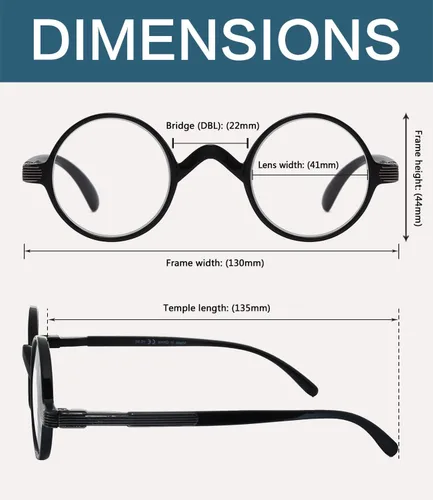 Vista 3 de BLUELESS Gafas redondas vintage Professor Readers (negro)