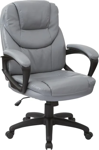 Vista 12 de Office Star Deluxe sobremedida silla de piel sintética con brazos acolchada, Cuero falso Nylon, Negro