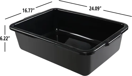 Vista 2 de Gainhope - Paquete de 4 cajas grandes de autobús comercial de 32 L, tinas de plástico, color negro
