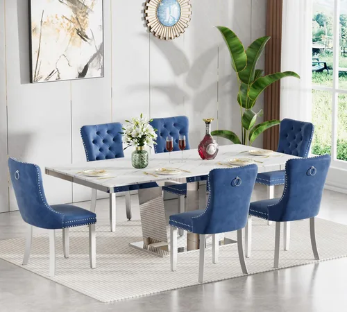 Vista 89 de Juego de mesa de comedor extensible de 5 piezas, juego de mesa de comedor extensible de estilo granja para 4, mesa de cocina expandible de madera
