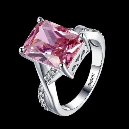 Vista 3 de Anillos de cristal de Swarovski para mujer tamaño 6-9 - Anillo de circón rosa chapado en oro blanco