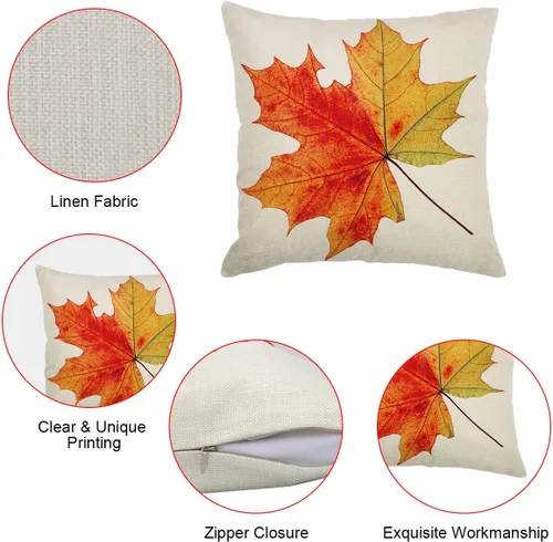 Vista 4 de Coitak Fundas de almohada de otoño, fundas de almohada de hojas de arce, fundas de almohada decorativas de otoño de 18 pulgadas, paquete de 2 fundas