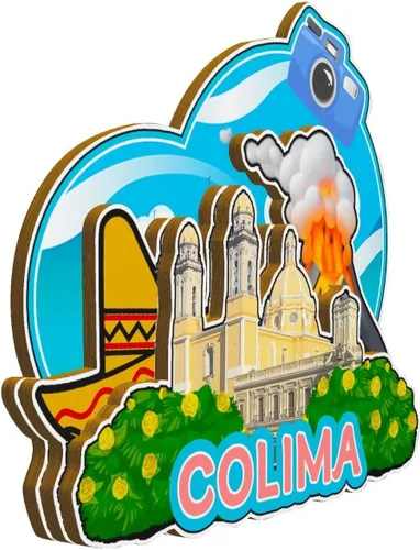 Vista 2 de Colima - Imán de madera para nevera, diseño de México, monumentos en 3D, recuerdos coleccionables, decoración hecha a mano -2062
