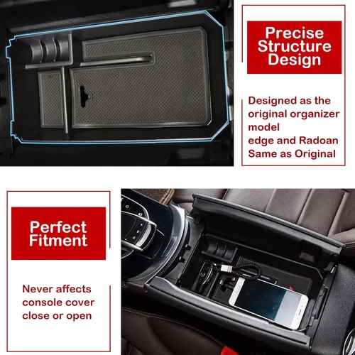 Vista 8 de TTCR-II Compatible con el organizador de consola central Mercedes Benz Clase C W205 2015-2021 (solo Sedan y Coupe), para bandeja organizadora