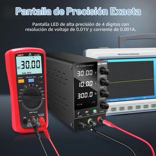 Vista 5 de NICE-POWER Fuente de alimentación CC variable 30V 10A, fuente de alimentación de banco de CC regulada de conmutación ajustable con interruptor