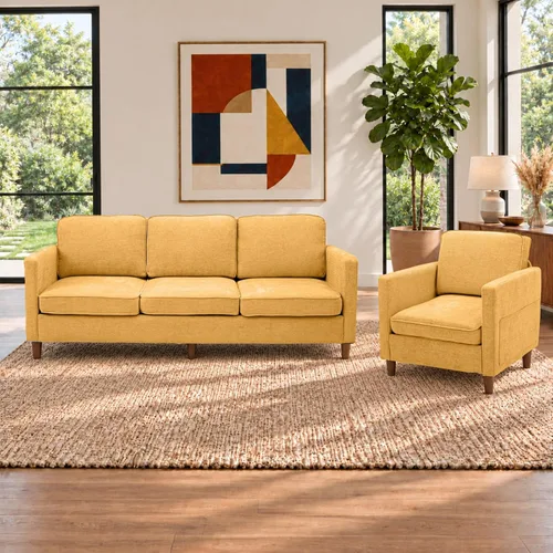 Vista 11 de Kingfun Juego de 2 sillas decorativas, sillas de sala de estar, sillón de lectura de mediados de siglo, felpilla con pie de madera maciza