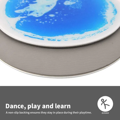 Vista 9 de art3d 4 piezas de baldosas sensoriales redondas para niños, bebés y niños pequeños, alfombra de actividad sensorial líquida colorida para juego